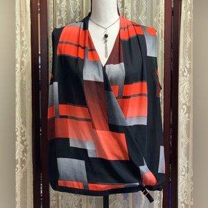 CHAUS GEOMETRIC PATTERN BLOUSE - SZ LARGE